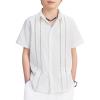 Arshiner Boys Cuban Guayabera Shirt Short Sleeve Button Down Shirt Summer Casual Linen Shirts for Kids 4-12 Years(White)