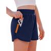Arshiner Girls Athletic Shorts with 3 Zipper Pockets Running Shorts Basketball Soccer Gym Sports Active with Liner Kids(Navy Blue)