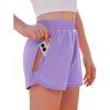 Arshiner Girls Athletic Shorts with 3 Zipper Pockets Running Shorts Basketball Soccer Gym Sports Active with Liner Kids(Purple)