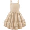 Arshiner Girls Cami Summer Dress Boho Sleeveless Casual Sundress with Pockets for 4-12 Y(Champagne)