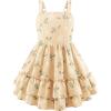 Arshiner Girls Cami Summer Dress Boho Sleeveless Casual Sundress with Pockets for 4-12 Y(Khaki Floral)