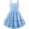 Arshiner Girls Cami Summer Dress Boho Sleeveless Casual Sundress with Pockets for 4-12 Y(Light Blue)