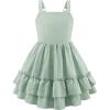 Arshiner Girls Cami Summer Dress Boho Sleeveless Casual Sundress with Pockets for 4-12 Y(Light Green)