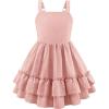 Arshiner Girls Cami Summer Dress Boho Sleeveless Casual Sundress with Pockets for 4-12 Y(Light Pink)