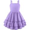Arshiner Girls Cami Summer Dress Boho Sleeveless Casual Sundress with Pockets for 4-12 Y(Light Purple)