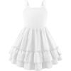 Arshiner Girls Cami Summer Dress Boho Sleeveless Casual Sundress with Pockets for 4-12 Y(White)