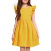 Arshiner Girls Dress Casual Ruffle Sleeveless A Line Summer Dresses with Pockets 4-12 Years(Yellow)