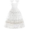 Arshiner Girls Dresses Summer Sleeveless Bow-Tie Straps Birthday Party Long Tulle Dress(White)