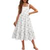 Arshiner Girl’s Sundresses Summer Boho Strap Tiered Cami Maxi Dresses with Pockets(Pink & White Floral)