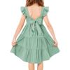 Arshiner Toddler Dress Little Girls Summer Cotton Backless High Low Hem Beach Casual Sundress with Pockets(Light Green)