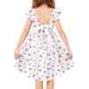 Arshiner Toddler Dress Little Girls Summer Cotton Backless High Low Hem Beach Casual Sundress with Pockets(White Floral)