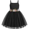 Arshiner Toddler Tulle Dress Summer Spaghetti Strap Party Tutu Flower Girl Dresses with Belt 3-8Y(Black)