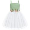 Arshiner Toddler Tulle Dress Summer Spaghetti Strap Party Tutu Flower Girl Dresses with Belt 3-8Y(Ice Green)