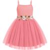 Arshiner Toddler Tulle Dress Summer Spaghetti Strap Party Tutu Flower Girl Dresses with Belt 3-8Y(Light Pink)