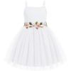 Arshiner Toddler Tulle Dress Summer Spaghetti Strap Party Tutu Flower Girl Dresses with Belt 3-8Y(White)