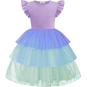 Arshiner Toddler Tutu Dress Girls Fluffy Tiered Summer Dresses Cute Party Tulle Sundress for Kids 2-7Y(Purple Gradient)