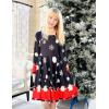 Arshiner Girls Long Sleeve Stretchy Dress A line Twirly Skater School Party Dress(Christmas Santa)