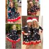 Arshiner Girls Long Sleeve Stretchy Dress A line Twirly Skater School Party Dress(Christmas Santa)