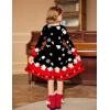 Arshiner Girls Long Sleeve Stretchy Dress A line Twirly Skater School Party Dress(Christmas Santa)