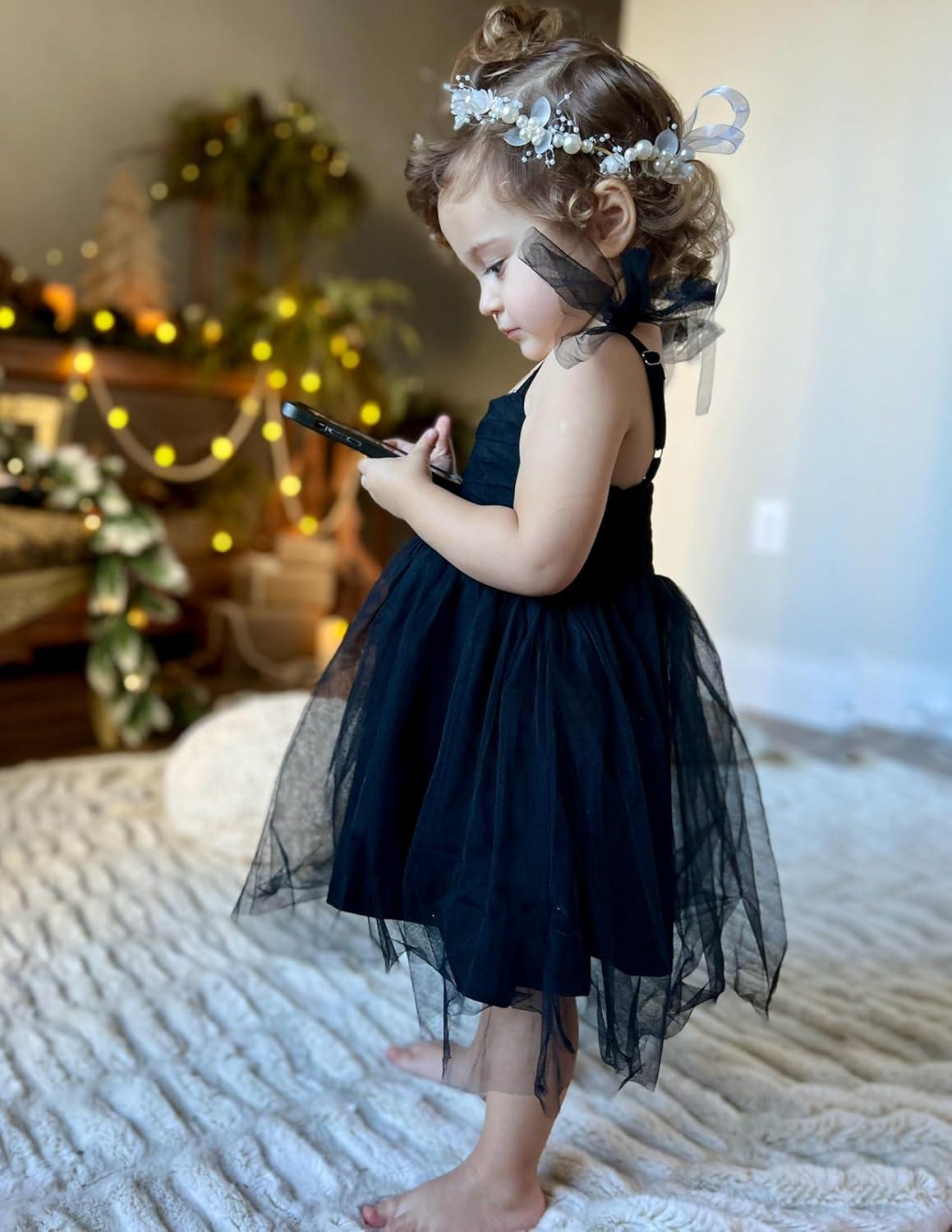 image:imageArshiner Toddler Tutu Dress Girls Sleeveless Birthday Party Dresses Cute Princess Tulle Sundress for Kids 26YBlack