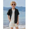 Arshiner Boys Short Sleeve Button Down Shirt Texture Summer Beach Vacation Shirt 4-12 Years(Black)