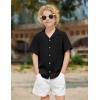 Arshiner Boys Short Sleeve Button Down Shirt Texture Summer Beach Vacation Shirt 4-12 Years(Black)
