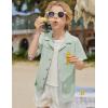 Arshiner Boys Short Sleeve Button Down Shirt Texture Summer Beach Vacation Shirt 4-12 Years(Light Green)