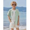 Arshiner Boys Short Sleeve Button Down Shirt Texture Summer Beach Vacation Shirt 4-12 Years(Light Green)