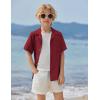 Arshiner Boys Short Sleeve Button Down Shirt Texture Summer Beach Vacation Shirt 4-12 Years(Wine Red)