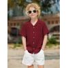 Arshiner Boys Short Sleeve Button Down Shirt Texture Summer Beach Vacation Shirt 4-12 Years(Wine Red)