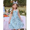 Arshiner Girl’s Spaghetti Strap Button Down Midi Sleeveless Summer Casual Sundress A-line Dress with Pockets(Blue Green Floral)