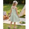 Arshiner Girl’s Spaghetti Strap Button Down Midi Sleeveless Summer Casual Sundress A-line Dress with Pockets(Green White Floral)