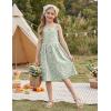 Arshiner Girl’s Spaghetti Strap Button Down Midi Sleeveless Summer Casual Sundress A-line Dress with Pockets(Green White Floral)
