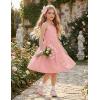 Arshiner Girl’s Spaghetti Strap Button Down Midi Sleeveless Summer Casual Sundress A-line Dress with Pockets(Solid Light Pink)