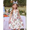 Arshiner Girl’s Spaghetti Strap Button Down Midi Sleeveless Summer Casual Sundress A-line Dress with Pockets(White Floral Rabbit)