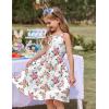 Arshiner Girl’s Spaghetti Strap Button Down Midi Sleeveless Summer Casual Sundress A-line Dress with Pockets(White Floral Rabbit)