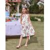Arshiner Girl’s Spaghetti Strap Button Down Midi Sleeveless Summer Casual Sundress A-line Dress with Pockets(White Floral Rabbit)