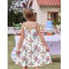 Arshiner Girl’s Spaghetti Strap Button Down Midi Sleeveless Summer Casual Sundress A-line Dress with Pockets(White Floral Rabbit)