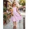 Arshiner Girl’s Spaghetti Strap Button Down Midi Sleeveless Summer Casual Sundress A-line Dress with Pockets(White&pink Strip)