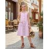 Arshiner Girl’s Spaghetti Strap Button Down Midi Sleeveless Summer Casual Sundress A-line Dress with Pockets(White&pink Strip)