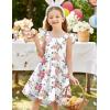 Arshiner Toddler Dress Little Girls Summer Cotton Backless High Low Hem Beach Casual Sundress with Pockets(Rabbit Floral)