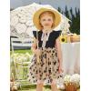 Arshiner Toddler Lace Tutu Dresses Ruffle Sleeve 3 Layers Tulle Flower Wedding Birthday Summer Little Girls Dress(Black Floral)