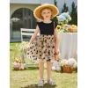 Arshiner Toddler Lace Tutu Dresses Ruffle Sleeve 3 Layers Tulle Flower Wedding Birthday Summer Little Girls Dress(Black Floral)