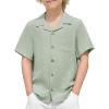 Arshiner Boys Short Sleeve Button Down Shirt Texture Summer Beach Vacation Shirt 4-12 Years(Light Green)