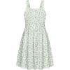 Arshiner Girl’s Spaghetti Strap Button Down Midi Sleeveless Summer Casual Sundress A-line Dress with Pockets(Green White Floral)