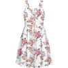 Arshiner Girl’s Spaghetti Strap Button Down Midi Sleeveless Summer Casual Sundress A-line Dress with Pockets(White Floral Rabbit)