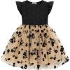 Arshiner Toddler Lace Tutu Dresses Ruffle Sleeve 3 Layers Tulle Flower Wedding Birthday Summer Little Girls Dress(Black Floral)