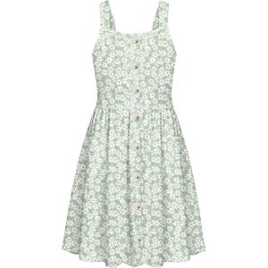 Arshiner Girl’s Spaghetti Strap Button Down Midi Sleeveless Summer Casual Sundress A-line Dress with Pockets(Green White Floral)