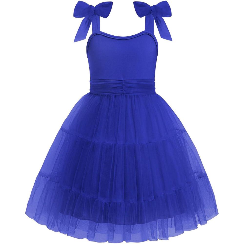 image:imageArshiner Girls Dresses Summer Sleeveless BowTie Straps Formal Fancy Party Birthday Tulle DressRoyal Blue