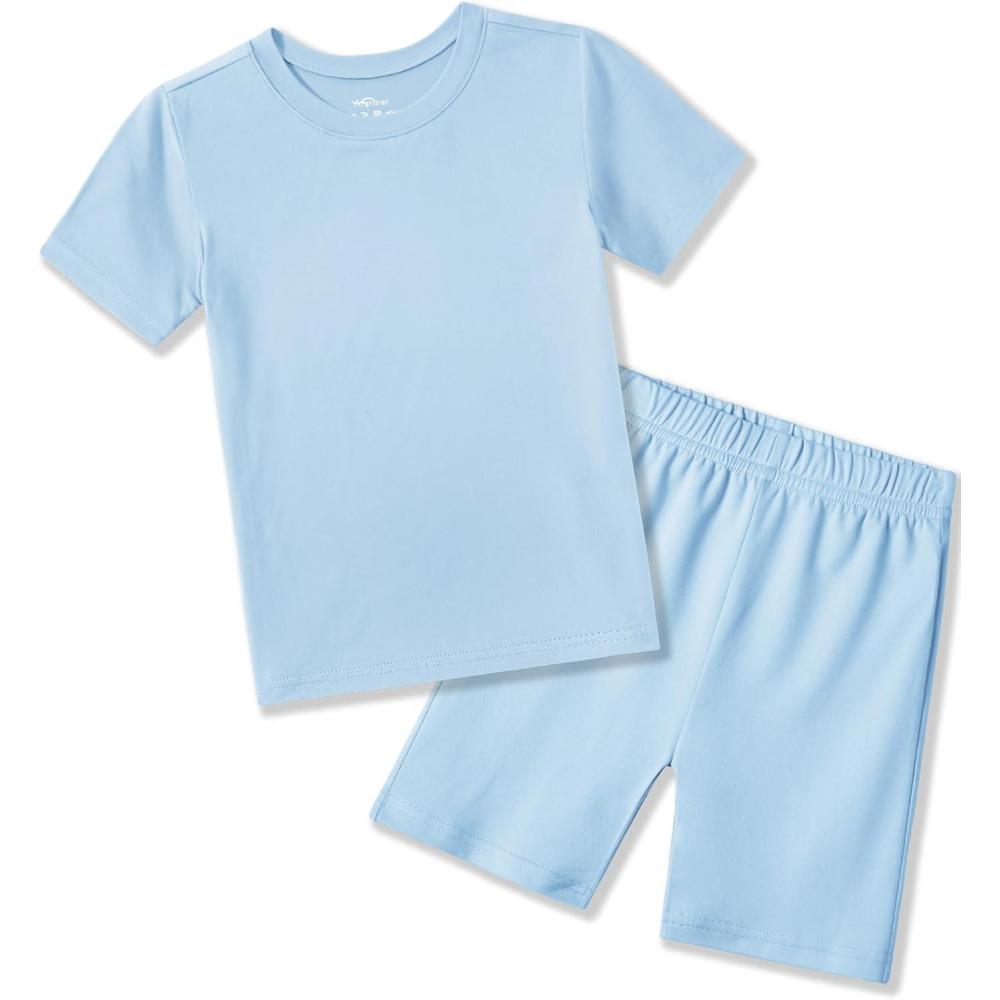 image:imageArshiner Pajamas for Girls Summer Short Sleeve Sleepwear Kids Soft Cute Snug Fit Pjs SetsBlue